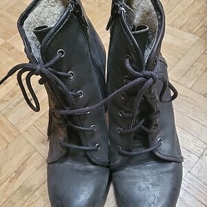 Aldo Charcoal Lace-Up Heeled Boots